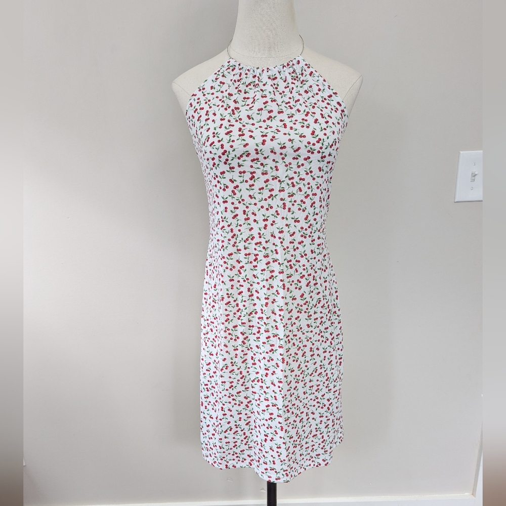 Vintage 90s‎ Y2K Cherry Halter Mini Dress